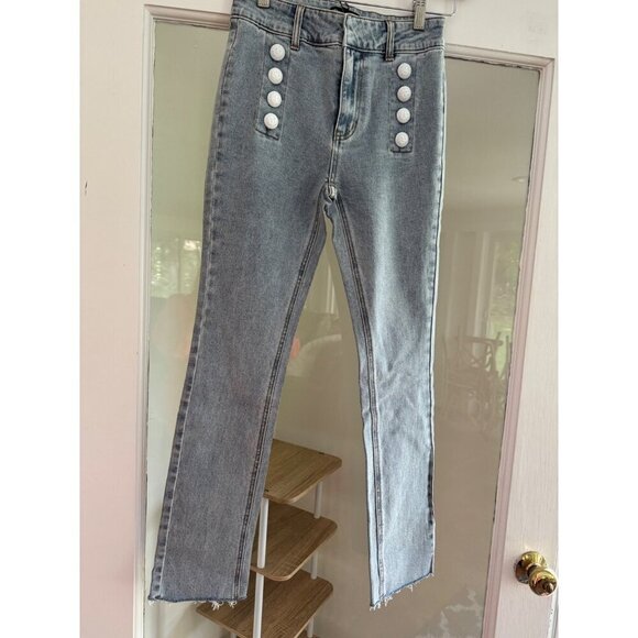 Generation Love Justine Denim Pants Denim Jeans White Buttons Size 24 NWT - Picture 2 of 4